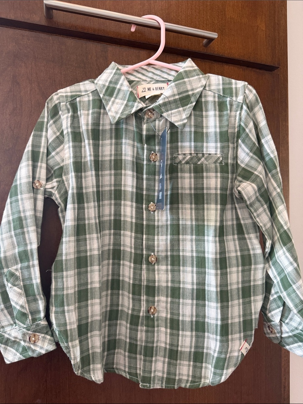 Kids' Green Plaid Button-Down Shirt by Me & Henry